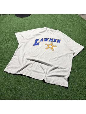 Vintage 90s Single Stitch Lawmen Sheriff Graphic Tee Gray Mens XL Baseball USA